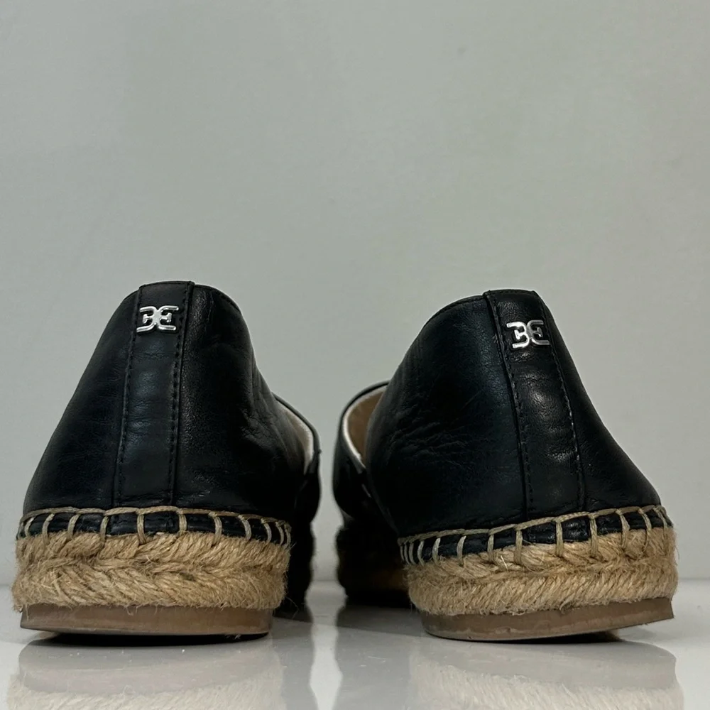 Sam Edelman Kesia Black Leather Espadrille Flats Size 10